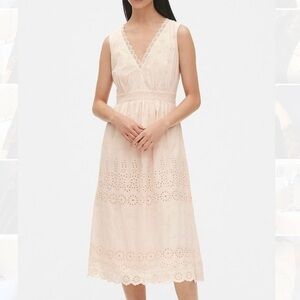 GAP Cream Eyelet Midi Dress